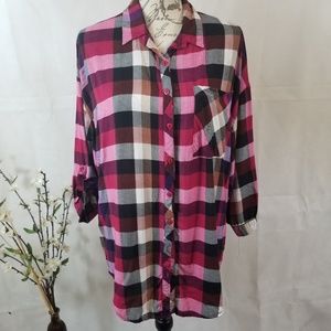Love Potion Plaid Long Sleeve Button Down Shirt